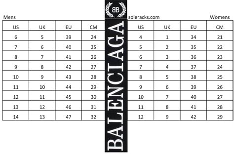 balenciaga shoe size chart